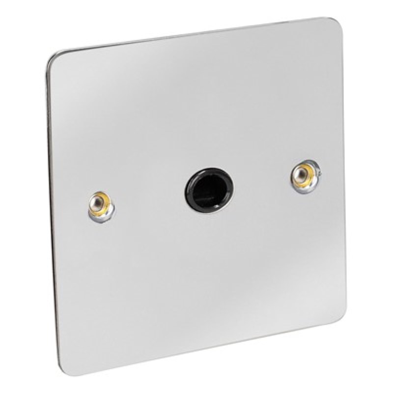 Flat Plate 20Amp Flex Outlet Plate *Chrome/Black Insert ** - Click Image to Close